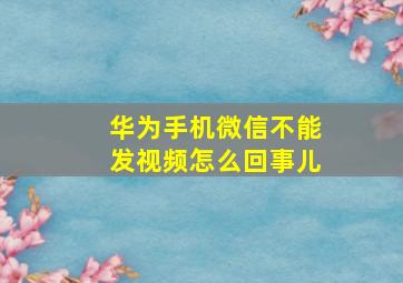 华为手机微信不能发视频怎么回事儿