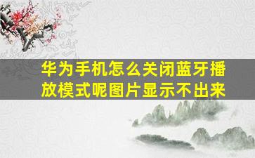 华为手机怎么关闭蓝牙播放模式呢图片显示不出来