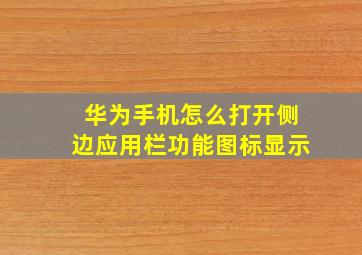 华为手机怎么打开侧边应用栏功能图标显示