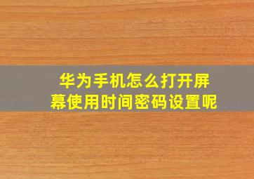 华为手机怎么打开屏幕使用时间密码设置呢