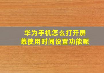 华为手机怎么打开屏幕使用时间设置功能呢