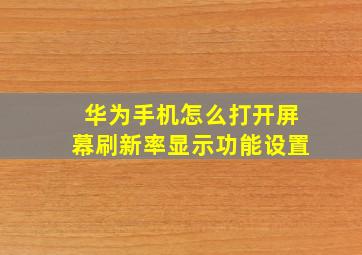 华为手机怎么打开屏幕刷新率显示功能设置