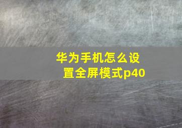 华为手机怎么设置全屏模式p40