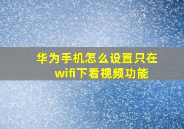 华为手机怎么设置只在wifi下看视频功能