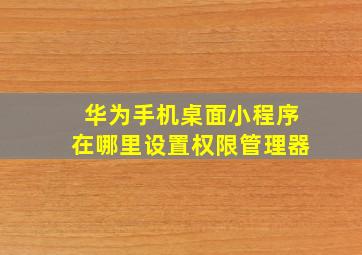 华为手机桌面小程序在哪里设置权限管理器