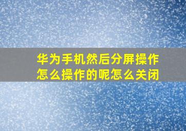 华为手机然后分屏操作怎么操作的呢怎么关闭