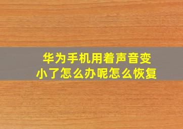 华为手机用着声音变小了怎么办呢怎么恢复