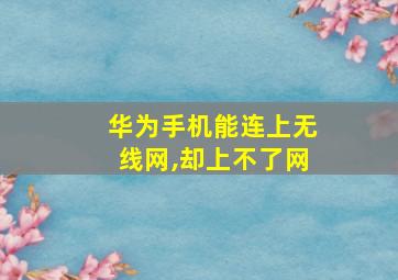 华为手机能连上无线网,却上不了网