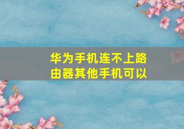 华为手机连不上路由器其他手机可以