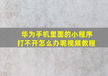 华为手机里面的小程序打不开怎么办呢视频教程