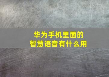 华为手机里面的智慧语音有什么用