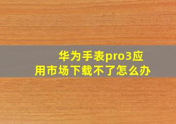 华为手表pro3应用市场下载不了怎么办