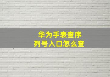 华为手表查序列号入口怎么查