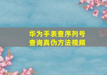 华为手表查序列号查询真伪方法视频