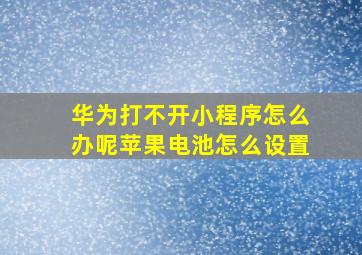 华为打不开小程序怎么办呢苹果电池怎么设置