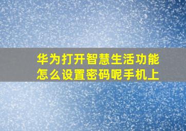 华为打开智慧生活功能怎么设置密码呢手机上