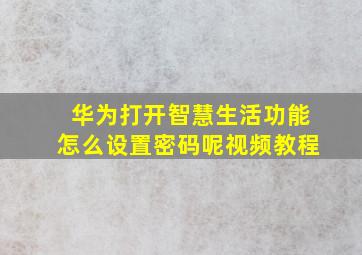 华为打开智慧生活功能怎么设置密码呢视频教程