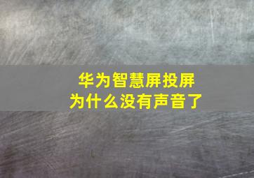 华为智慧屏投屏为什么没有声音了