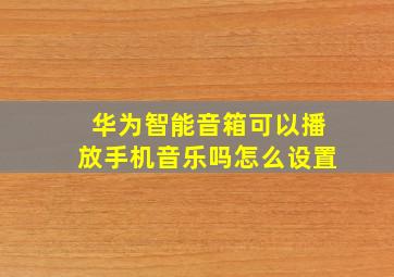 华为智能音箱可以播放手机音乐吗怎么设置