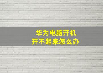 华为电脑开机开不起来怎么办