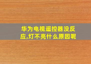 华为电视遥控器没反应,灯不亮什么原因呢