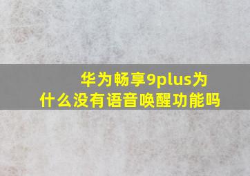 华为畅享9plus为什么没有语音唤醒功能吗