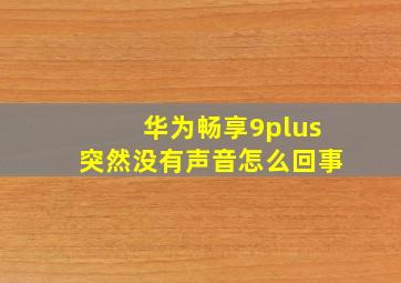 华为畅享9plus突然没有声音怎么回事