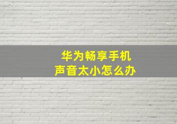 华为畅享手机声音太小怎么办