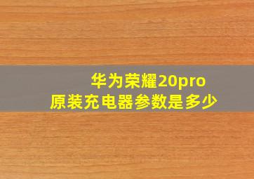 华为荣耀20pro原装充电器参数是多少