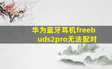 华为蓝牙耳机freebuds2pro无法配对