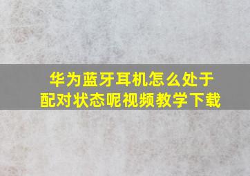 华为蓝牙耳机怎么处于配对状态呢视频教学下载