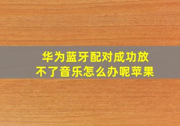 华为蓝牙配对成功放不了音乐怎么办呢苹果