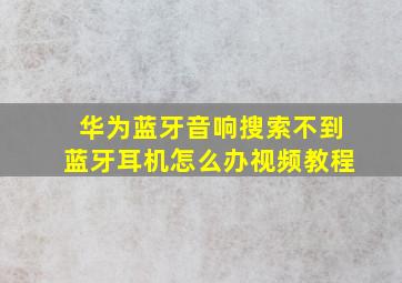 华为蓝牙音响搜索不到蓝牙耳机怎么办视频教程