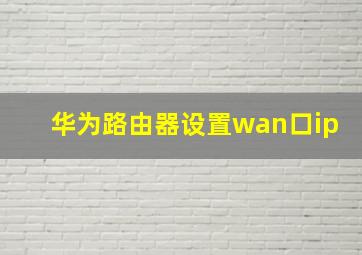 华为路由器设置wan口ip