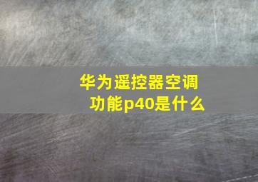 华为遥控器空调功能p40是什么