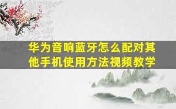 华为音响蓝牙怎么配对其他手机使用方法视频教学