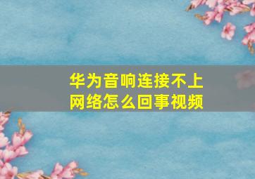 华为音响连接不上网络怎么回事视频