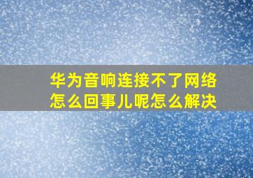 华为音响连接不了网络怎么回事儿呢怎么解决