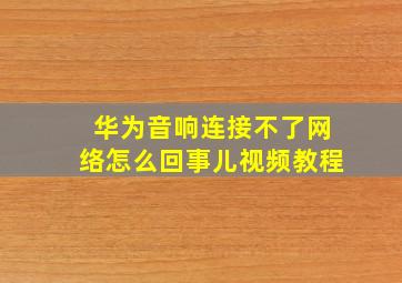 华为音响连接不了网络怎么回事儿视频教程