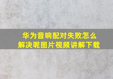 华为音响配对失败怎么解决呢图片视频讲解下载