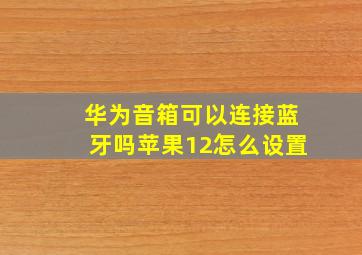 华为音箱可以连接蓝牙吗苹果12怎么设置