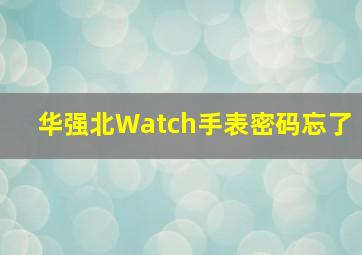 华强北Watch手表密码忘了