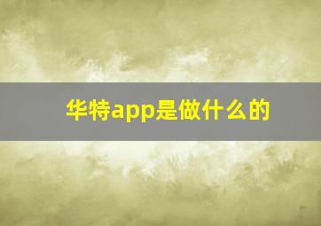 华特app是做什么的