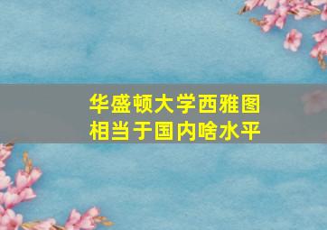 华盛顿大学西雅图相当于国内啥水平