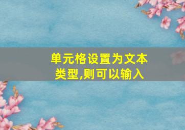 单元格设置为文本类型,则可以输入