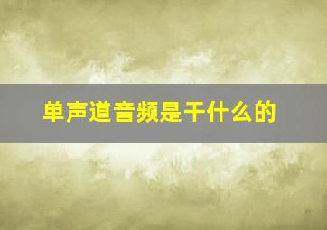 单声道音频是干什么的