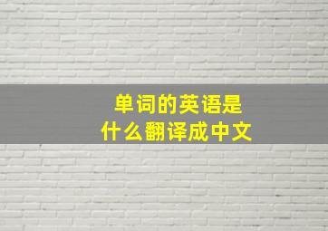 单词的英语是什么翻译成中文