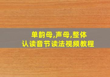 单韵母,声母,整体认读音节读法视频教程