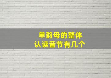 单韵母的整体认读音节有几个