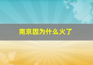 南京因为什么火了